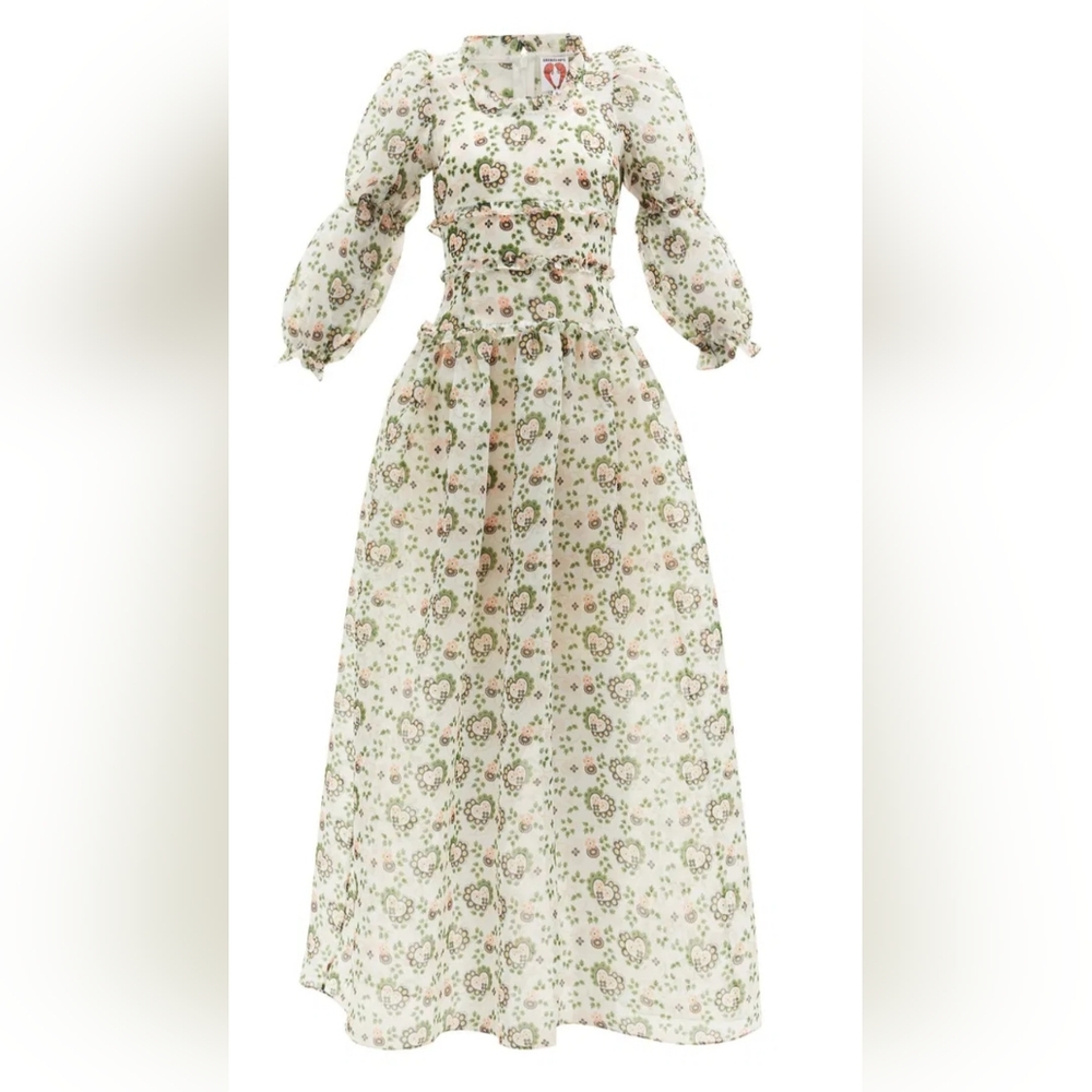 Shrimps Cara Heart-Print Organza Maxi Dress